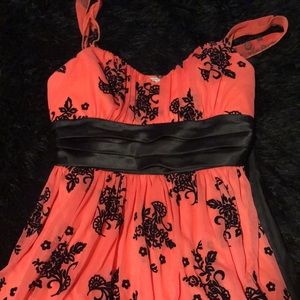 Orange and black formal dress